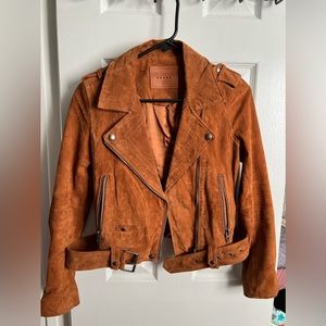 Blank NYC Cropped Suede Moto Jacket with belt
